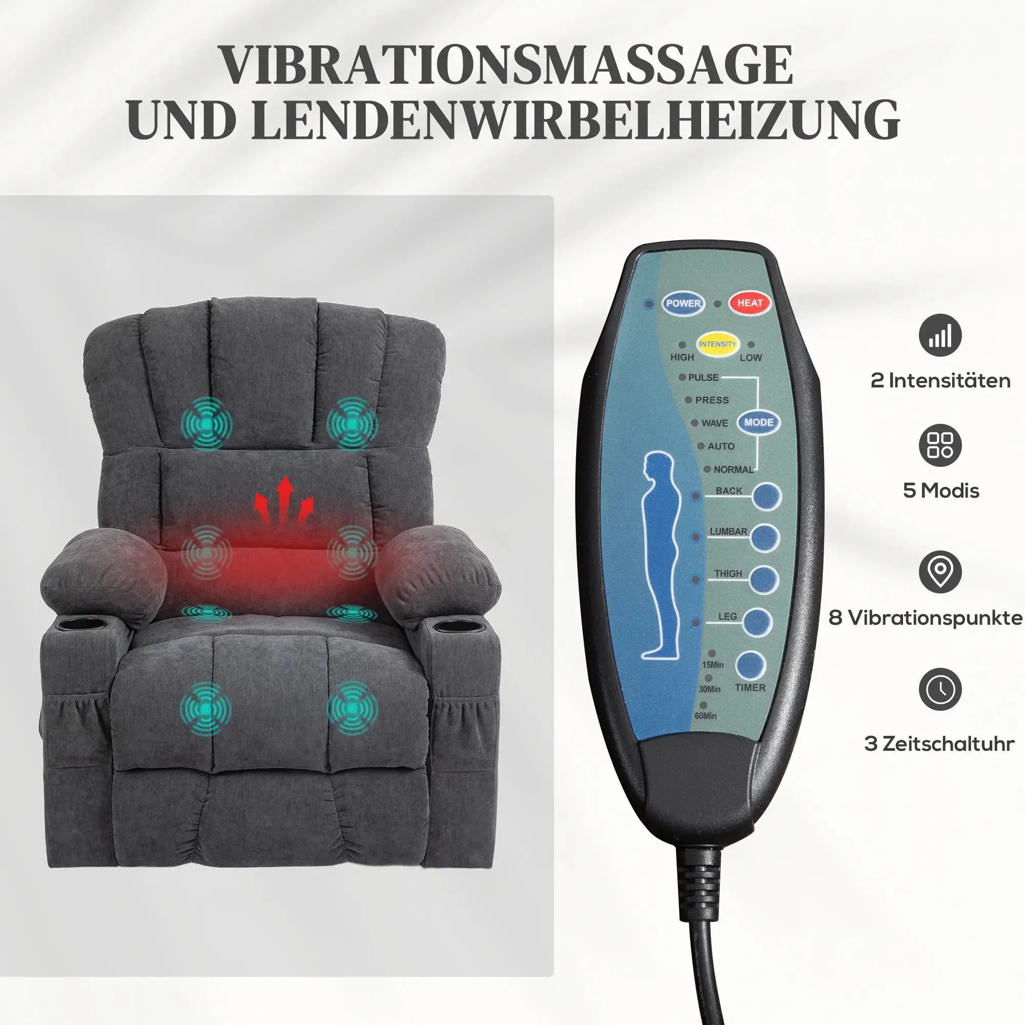 Seniorensessel mit Massagefunktion und Wärme – view 4